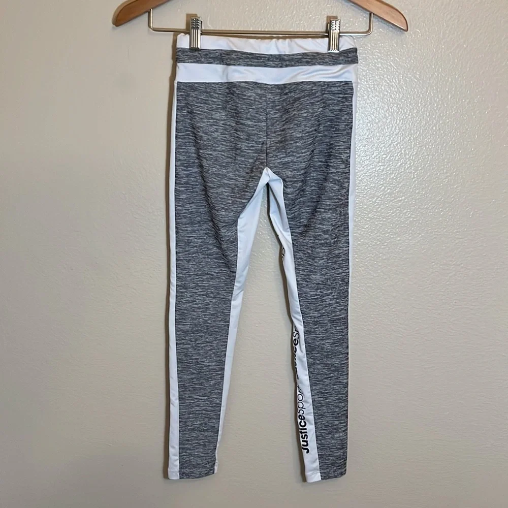 JUSTICE Sport Active Gray White Leggings